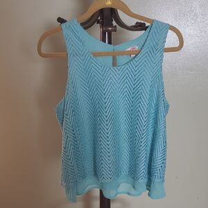 Candie's Light Blue Crochet Chevron Tank Top